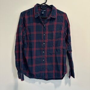 Gap Navy and Red Plaid Shirt